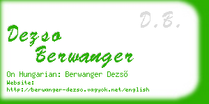 dezso berwanger business card